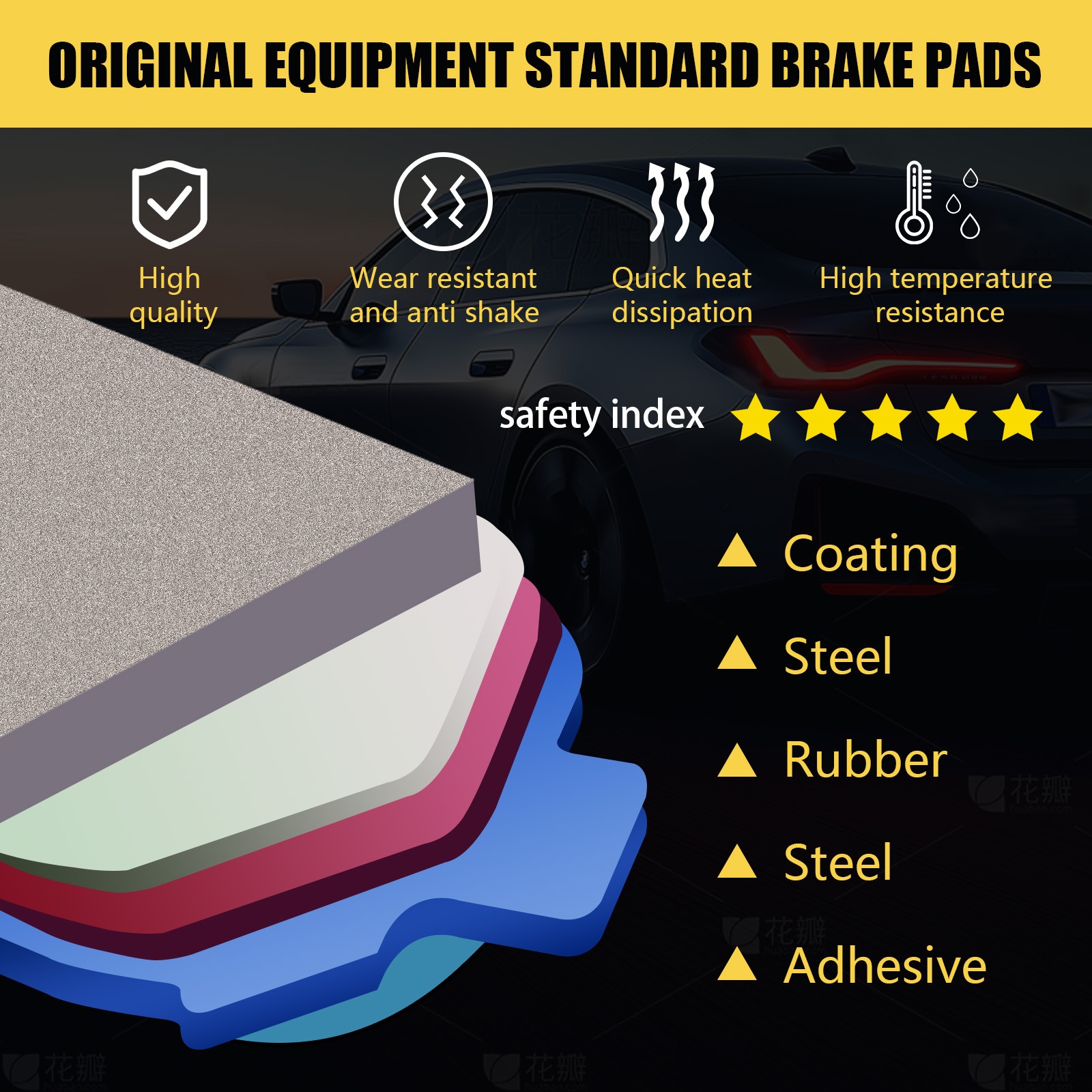 Front Ceramic Brake Pads Replacement for 2005-2010 Jeep Grand Cherokee Commander