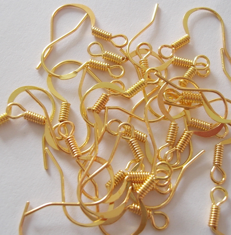Gold Plated Flattened Earhook Fishhook 15 x15mm-100pcs.