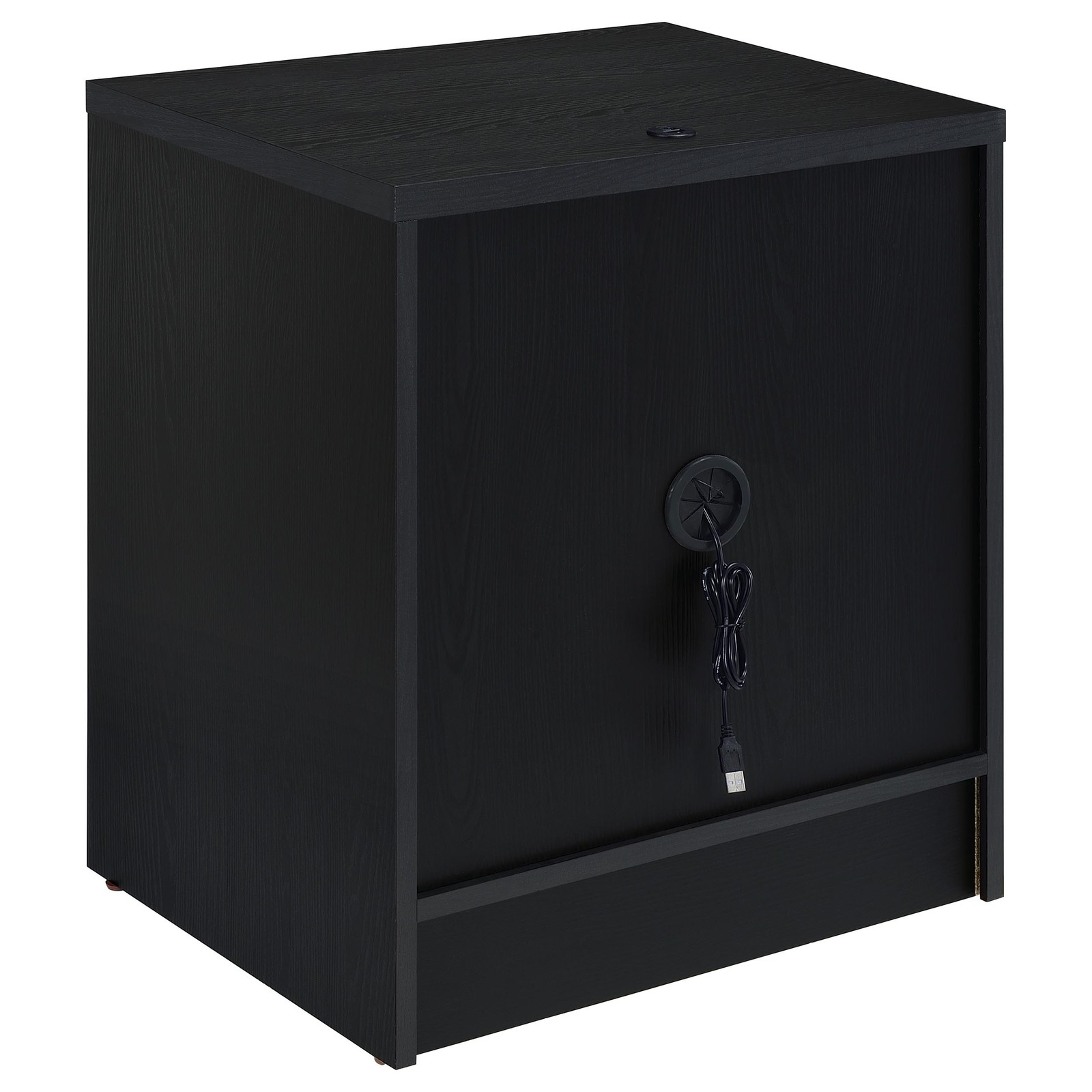 Geary Black 2-drawer Nightstand LED Lights and USB