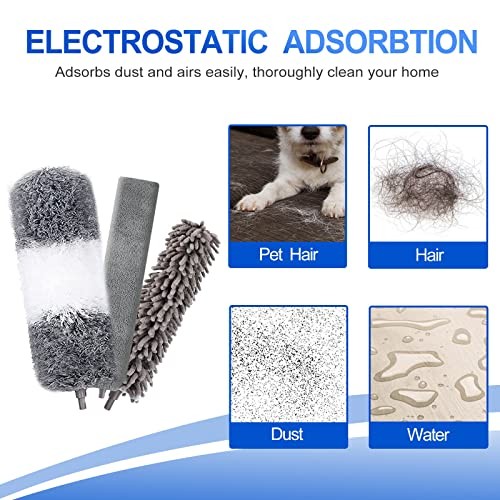 Microfiber Duster Kit (11PCS) - Washable Dusters with Extension Pole (30 to