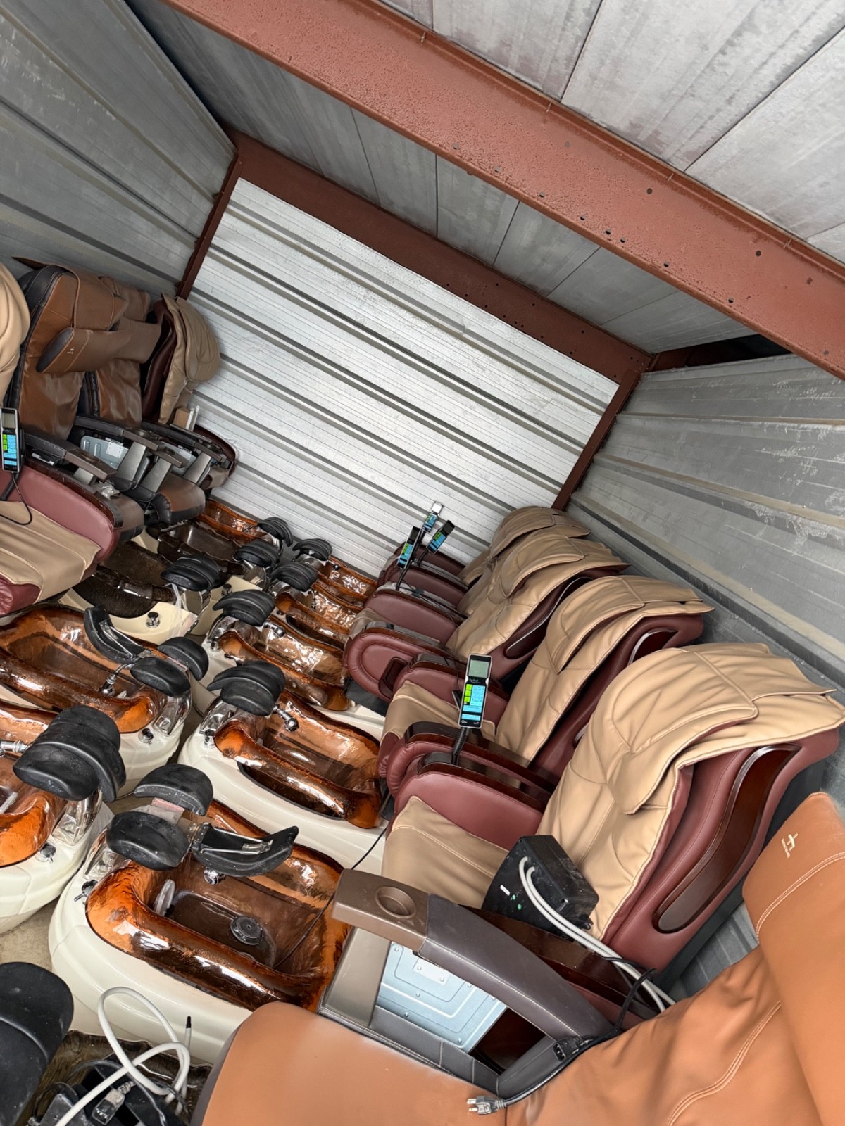 Brown & Cream Spa Pedicure Chairs with Massagers
