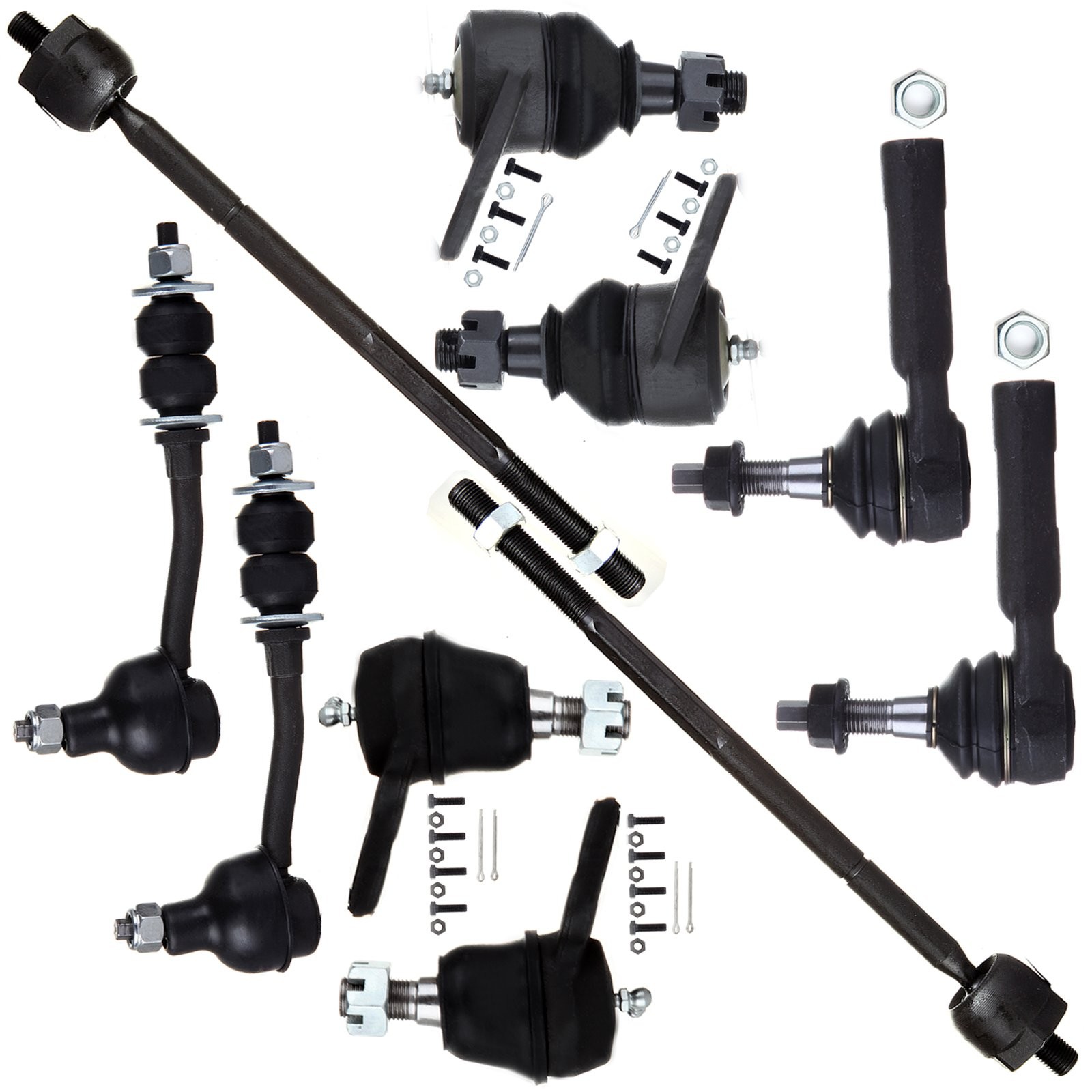 10pcs 2WD Front Suspension Kit Tie Rods Sway Links Ball Joints 2000-2004