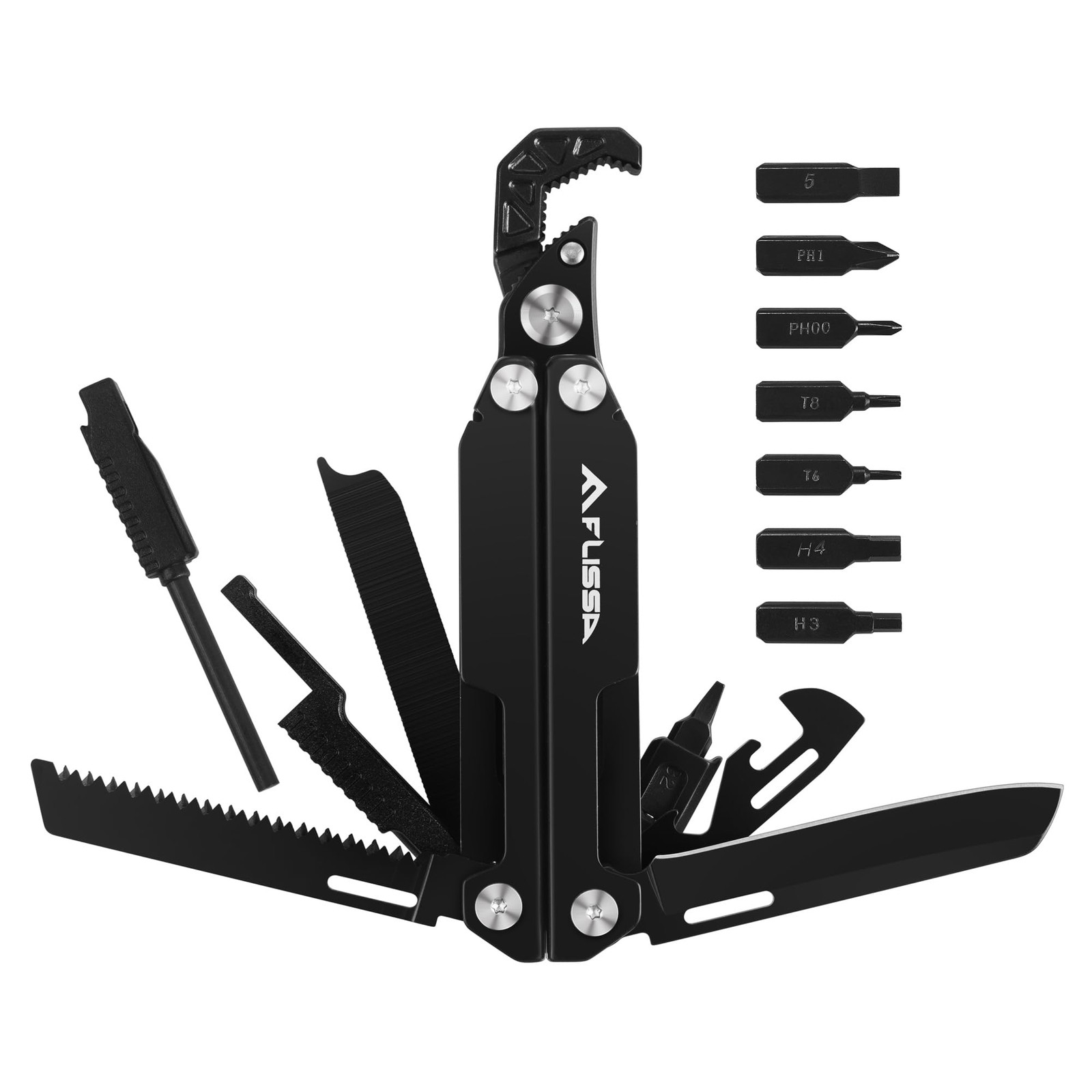 FLISSA Multitool Wrench, 16-In-1 EDC Multi Tool Black