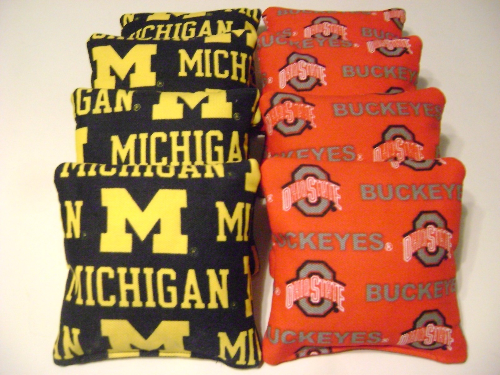 OHIO STATE BUCKEYES VS MICHIGAN WOLVERINES 8 CORNHOLE BEAN BAGS EXTRA HEAVY DUTY