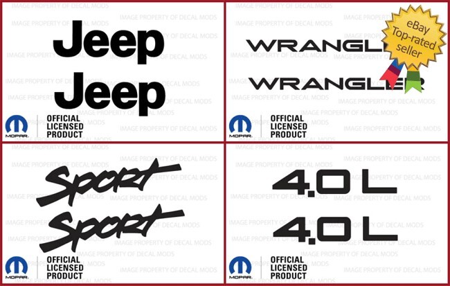 FULL SET 97 06 Jeep Wrangler TJ Side Decals Stickers Graphics Matte Black SJ0A0