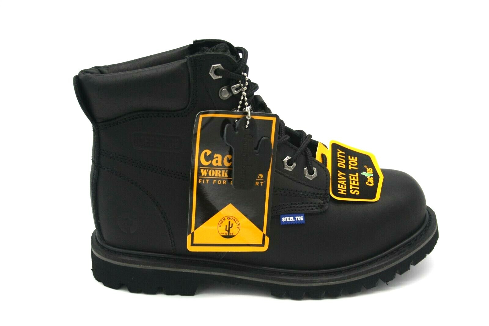 CACTUS FOOTWEAR WORK BOOT STEEL TOE 622S BLACK  COMFORT OIL RESISTANT MEN'S