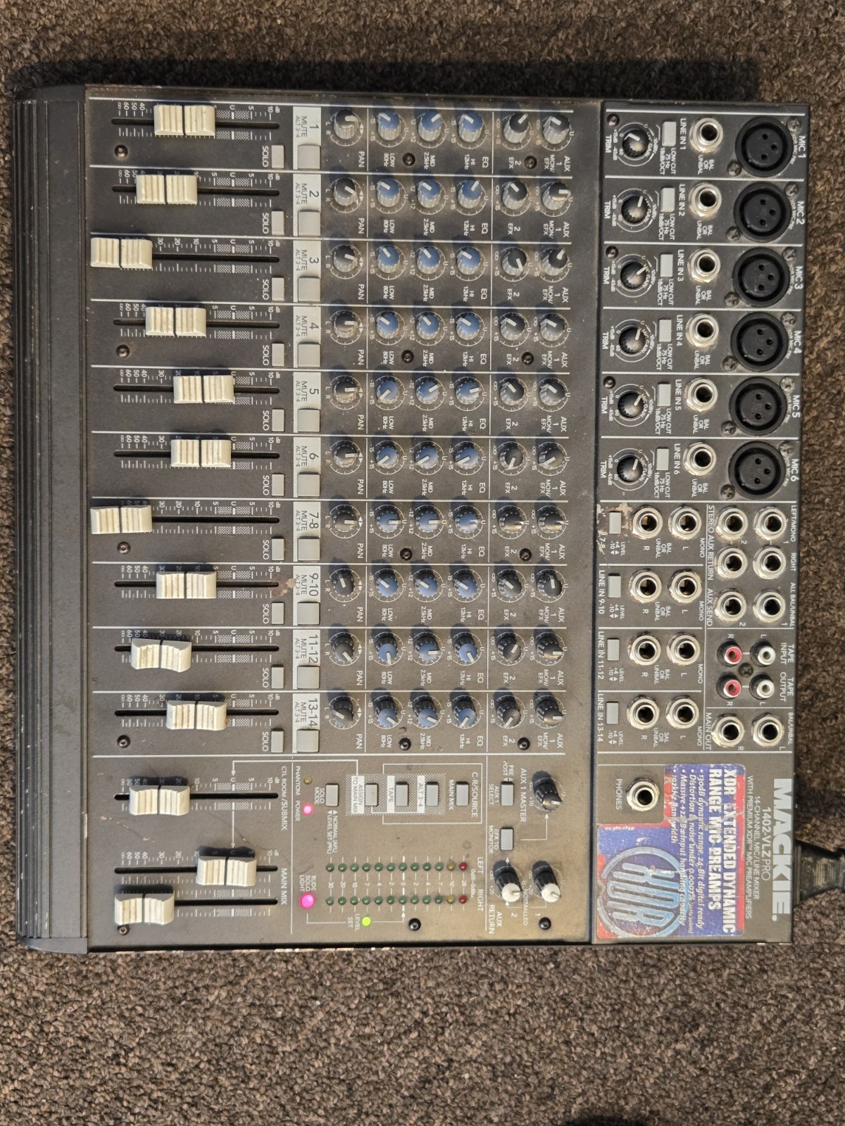 Mackie 1402-VLZ Pro 14-Channel Mixer XDR Preamps Phantom Power Tested