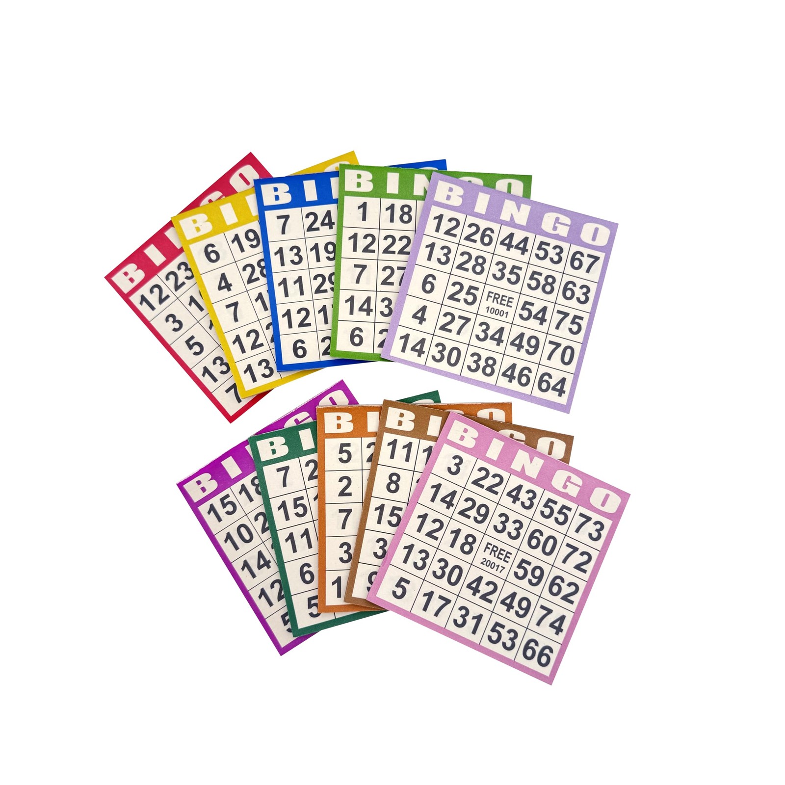 Bingo Paper Game Cards - 1000 Sheets (100 Books of 10 Colors) - 4"X4" Disposable