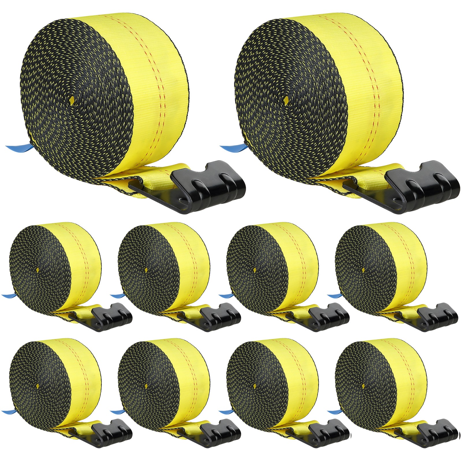 Truck Straps 4"x30' Winch Strap with Flat Hook for Towing 10 Pack Yellow