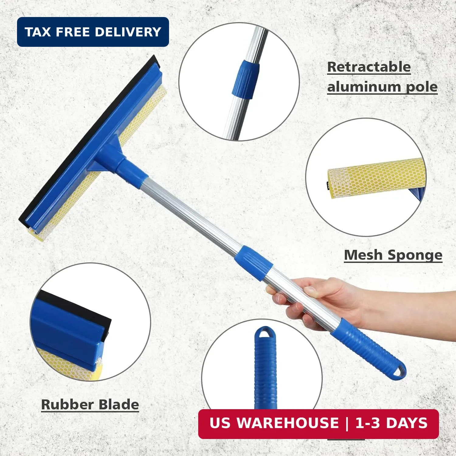 Professional Window Squeegee,2 in 1 Squeegee Window Cleaner with Long Stainless