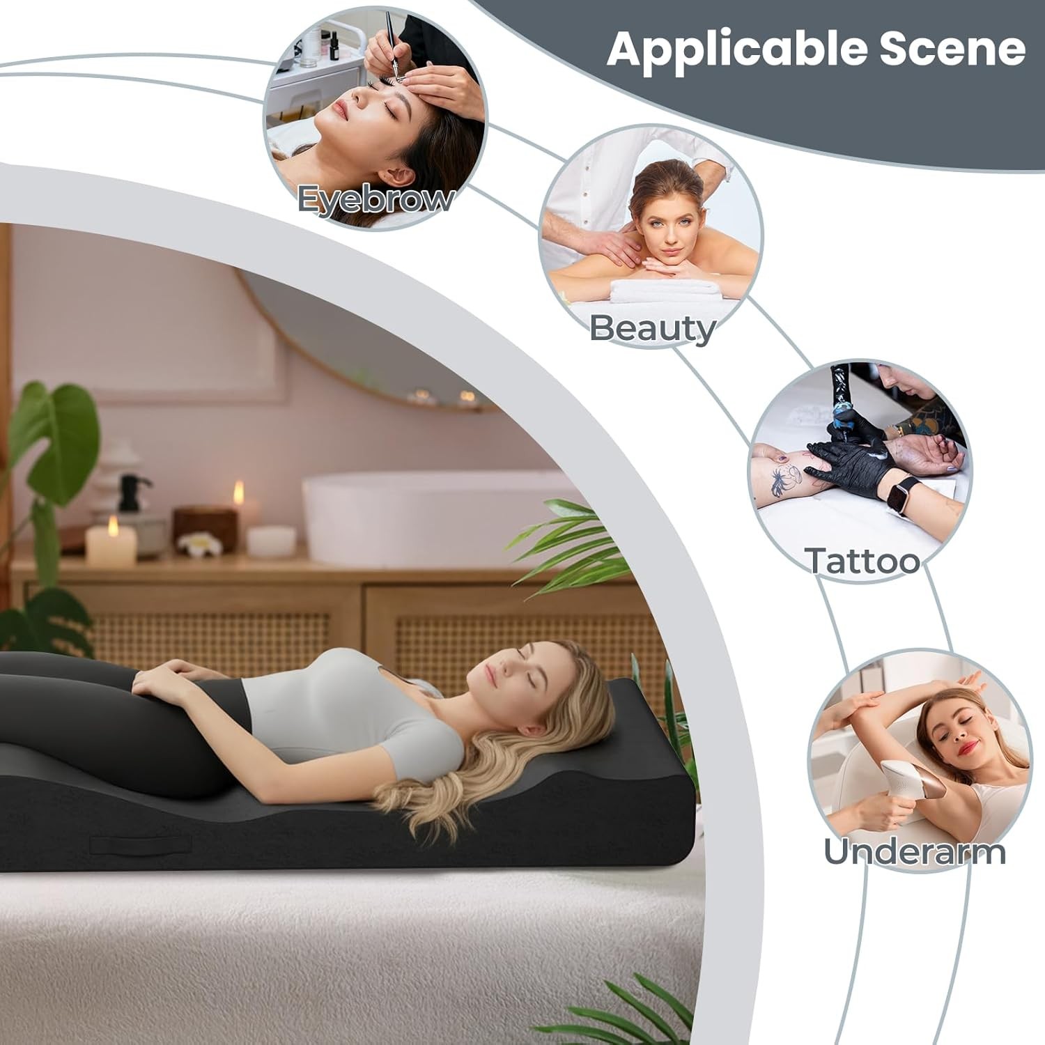Ergonomic Lash Bed Topper, High-Density Foam Massage Table Topper with Plush
