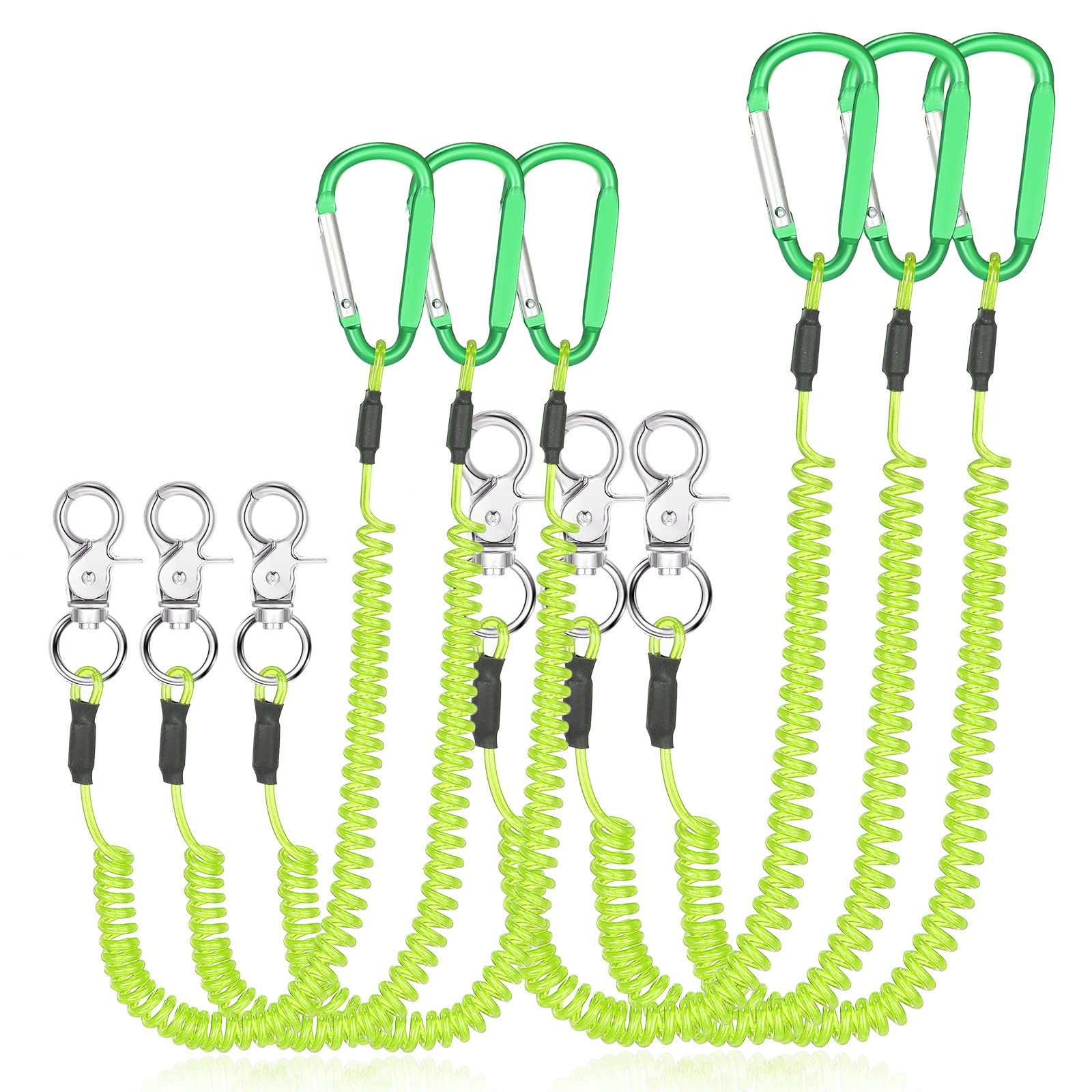 6 Pack Fishing Lanyard Steel Wire Coiled Lanyard Tool Lanyards for Hand Tools Ka