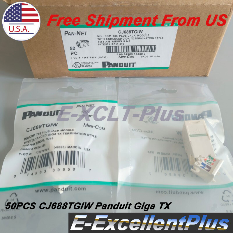 QTY:50 For Panduit Gigatx CJ688TGIW Cat6 Network Jack Module White US Shipping