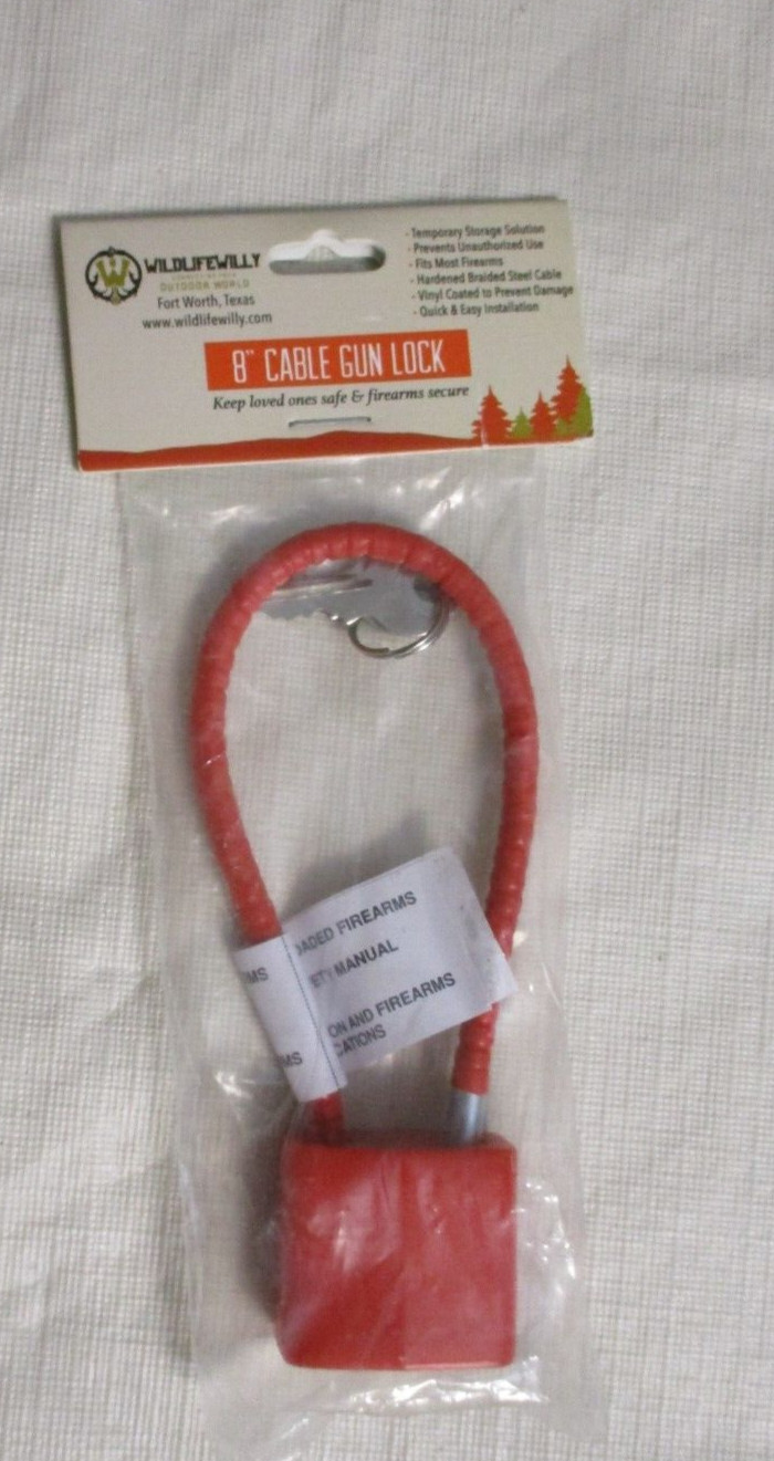 Wildlife Willy - Red 8" Cable Gun Lock - 2 Keys - SIP