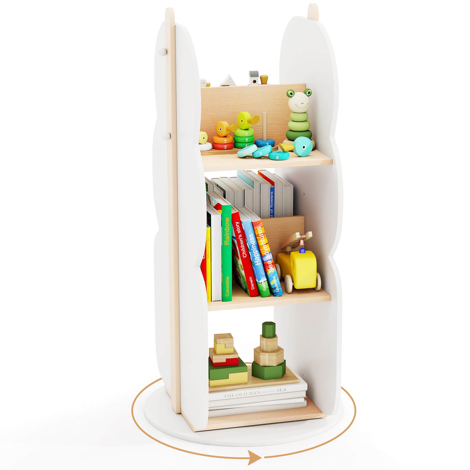 Kid’s Rotating Bookshelf w/5 Shelves 360° Rotatable Display Shelf for Kid’s Room