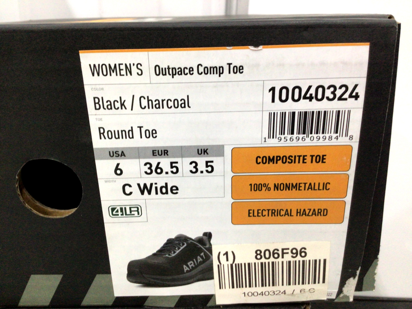 ARIAT Athletic Shoe: Women's, Black,Composite Toe,10040324