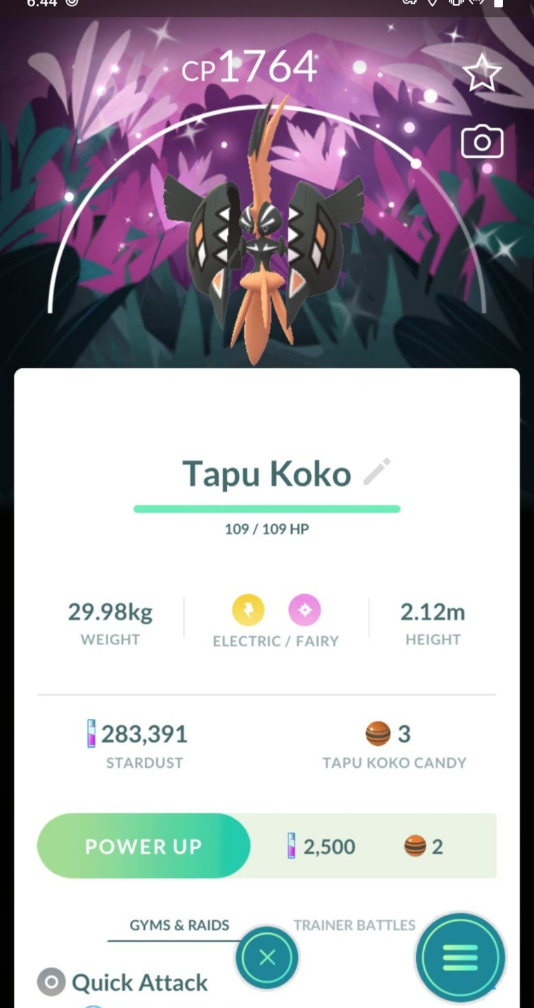 Shiny Tapu Koko with special background P T C Read Description