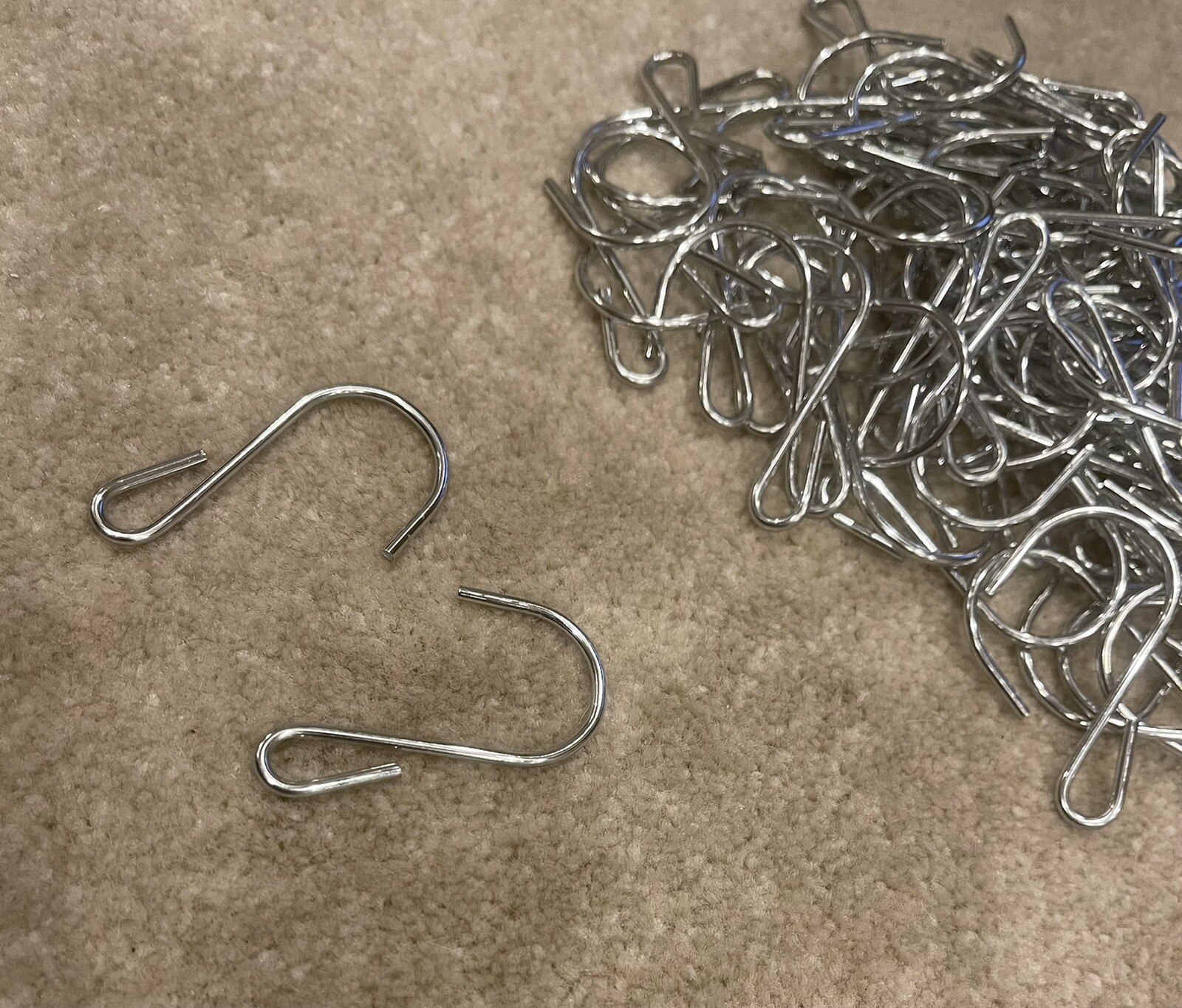 100 pc  pinched metal S hooks  for clip strips -- merchandising -free shipping