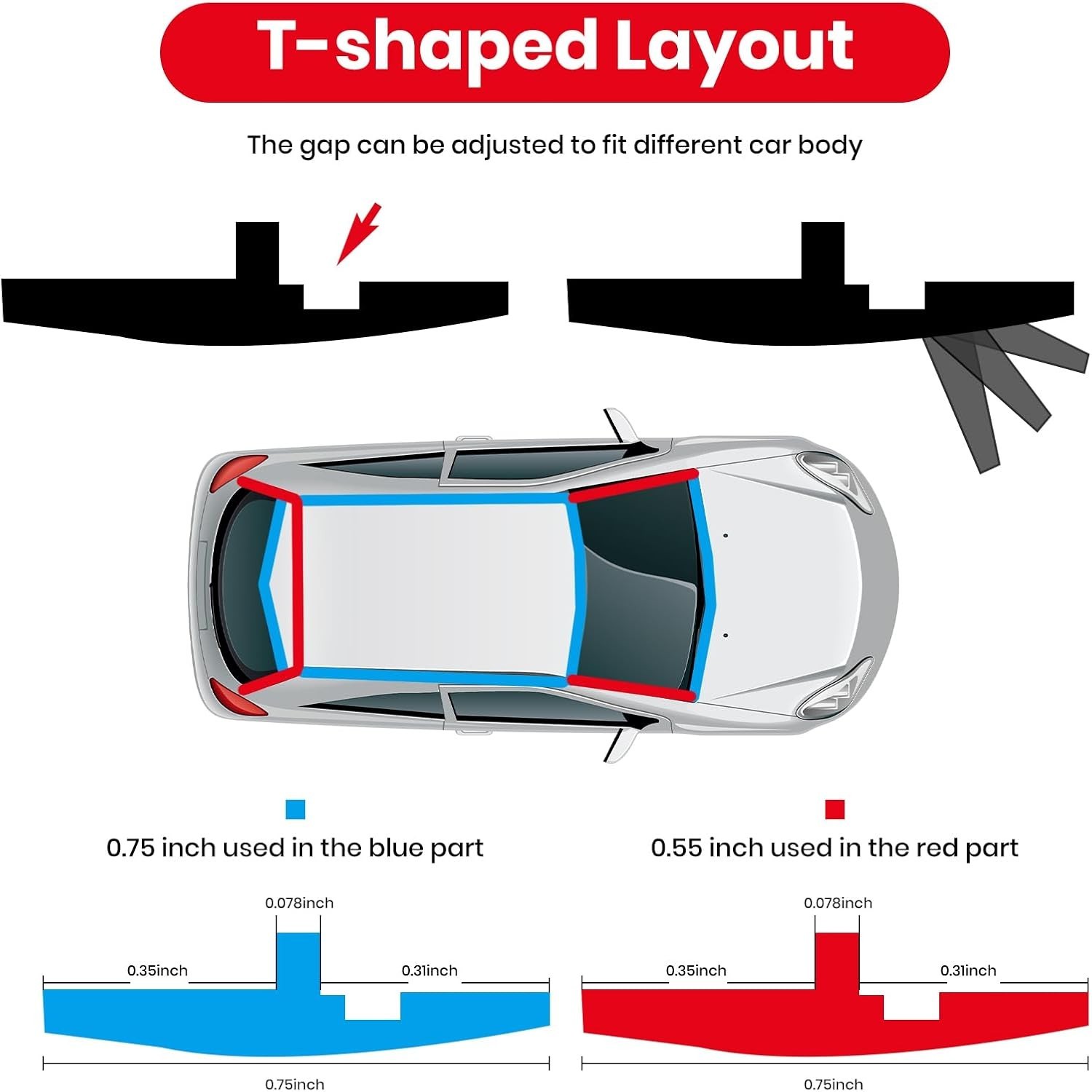 T Shape Car Weather Stripping Trim Kit - 52.5ft