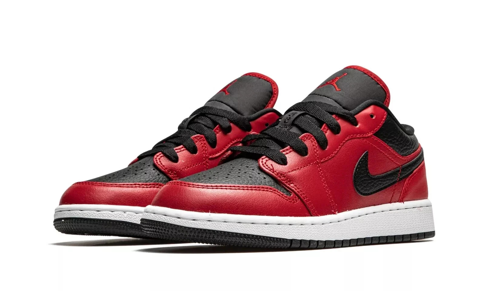 MSRP $90 Big Kids Air Jordan 1 Low Gym Red Black Pebbled (GS) 553560-605 Nike ID