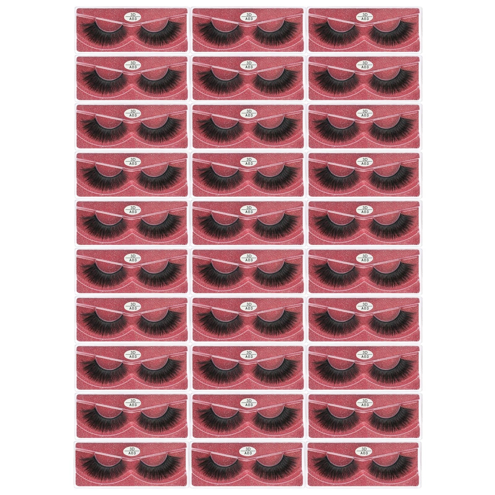 FARRED Faux Mink Lashes 30 Pairs 3D A03 Medium Length Vegan Eyelashes Fluffy