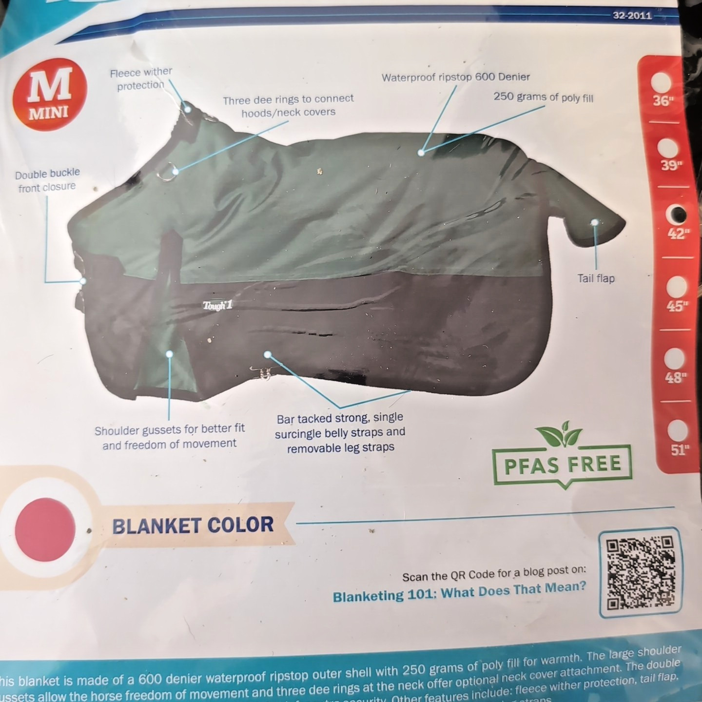 Miniature Horse Winter Turnout Blanket - Red - 600D - Sizes 42"