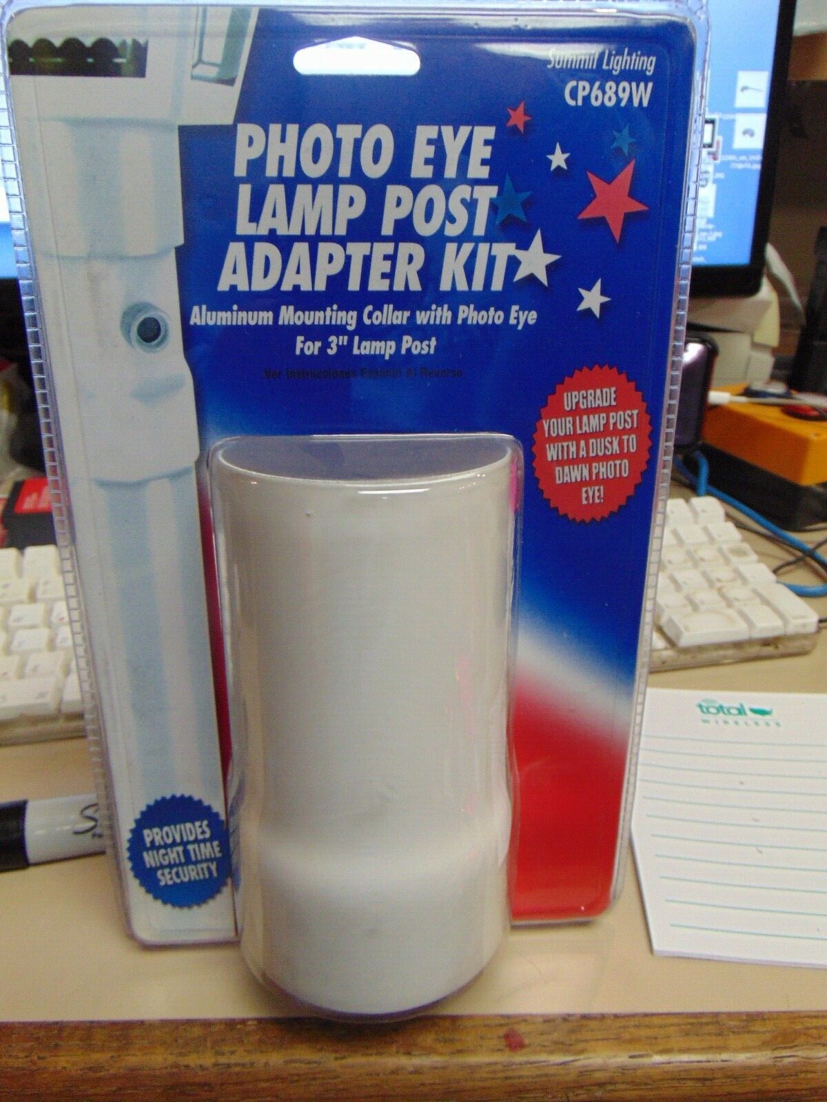Photo Eye Lamp Post Adapter Kit CP689W - for 3" posts  WHITE