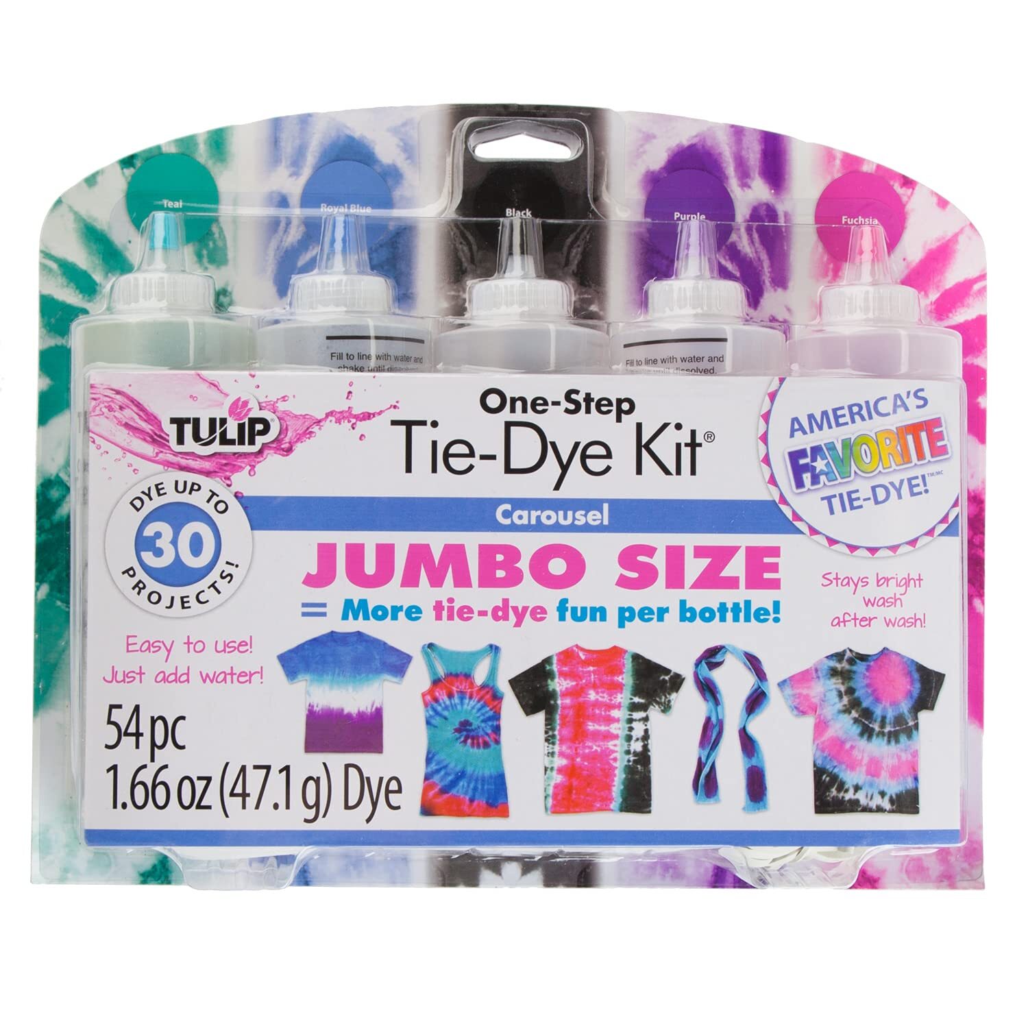 Tulip 5 Color One-Step Tie-Dye Kit Carousel  DIY Tie Dye  Galaxy Dye