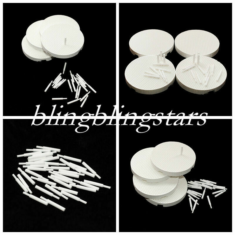 4 Pcs Dental Lab Honeycomb Round Firing Trays + 40 Zirconia Ceramic Tips Pins