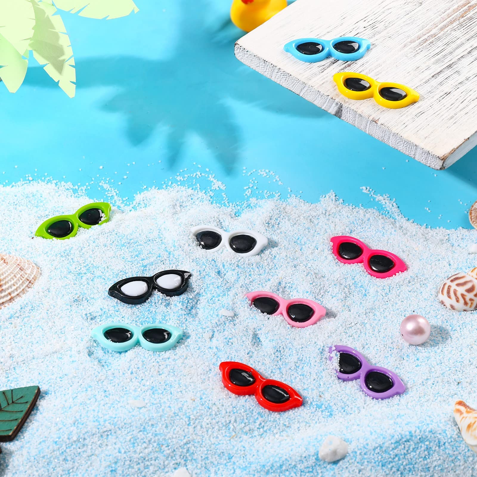 80 Pieces Mini Sunglasses for Crafts Resin Colorful Flatback Buttons Resin Sc...