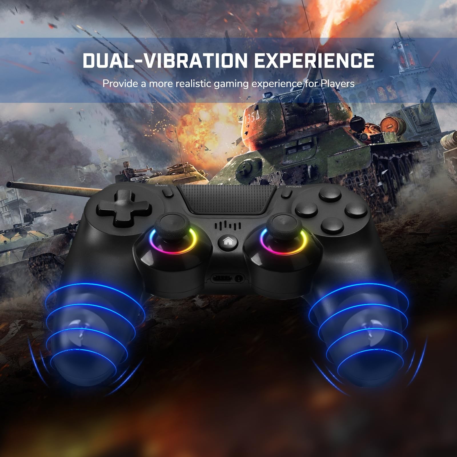 2 Pack Wireless PS-4 Controller, Game Remote Controller with PS-4/Slim//PC, R...