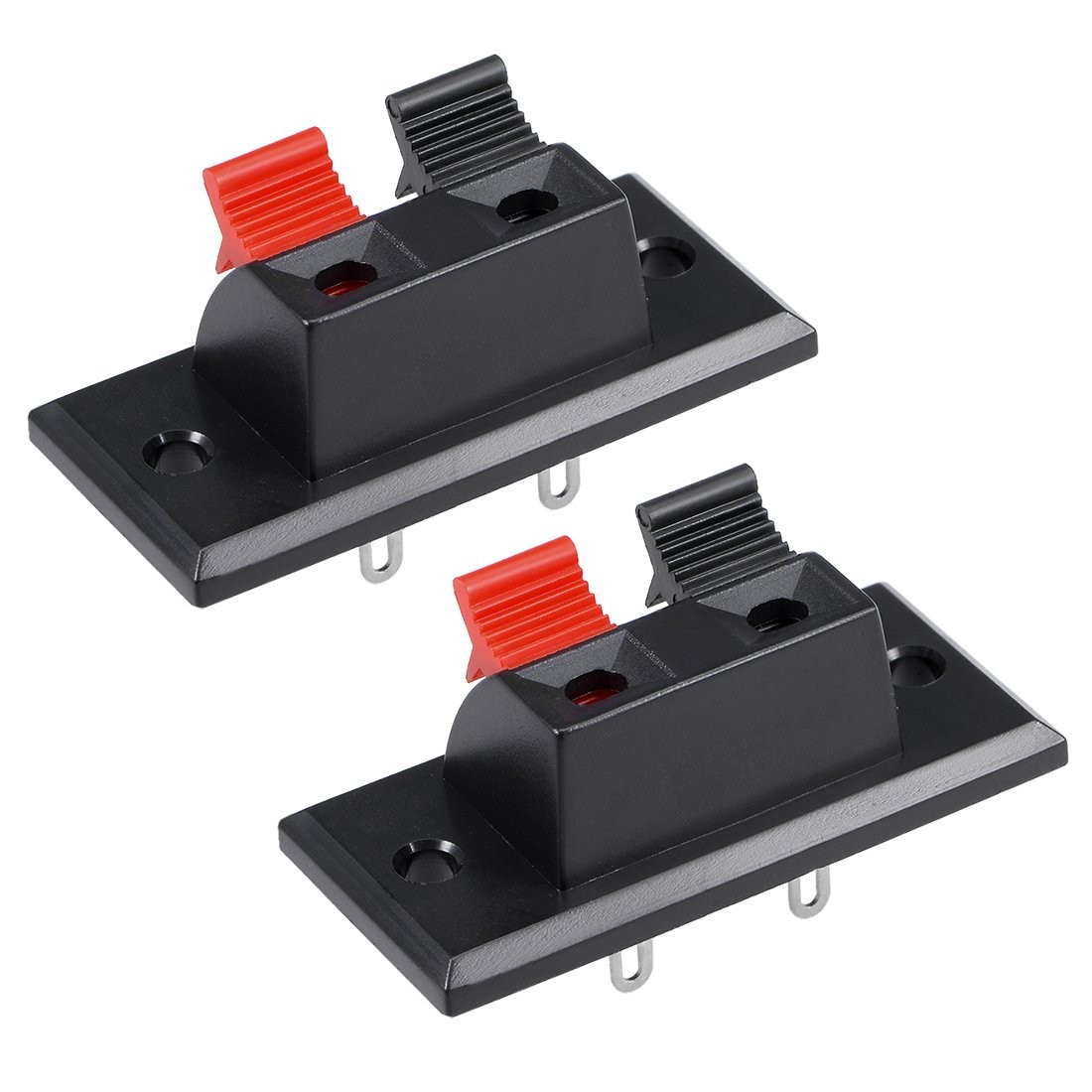 uxcell 2pcs 2 Way Jack Socket Spring Push Release Connector Speaker 2