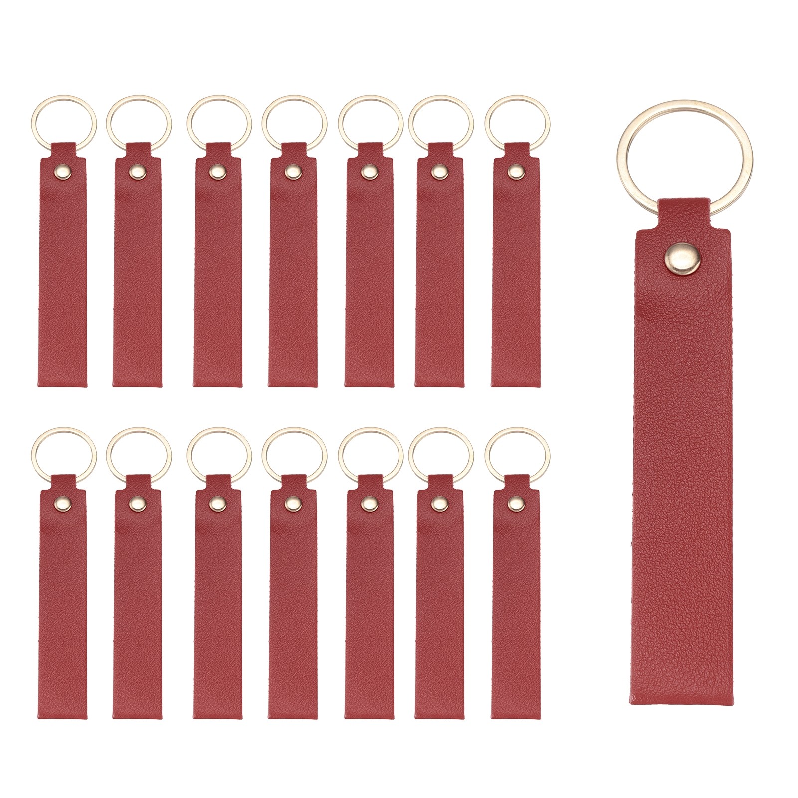 20Pcs PU Leather Laser Engraving Keychain Blanks (Dark Red 5.3" x 0.8")