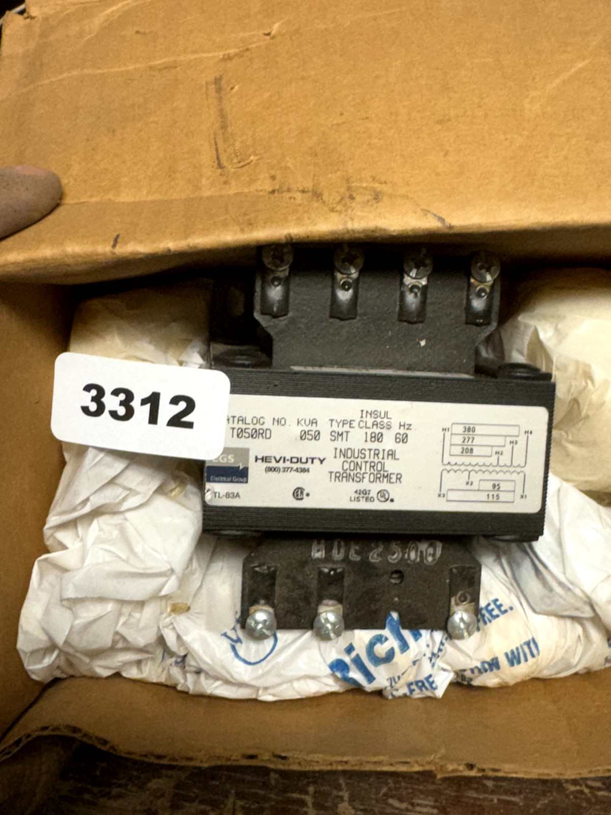 Hevi-Duty T050RD  KVA050 HZ60 Control Transformer