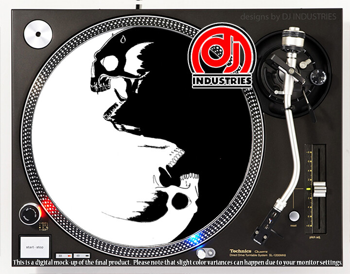 Ying Yang Skulls - 7"-12" DJ slipmat for LP turntable record player