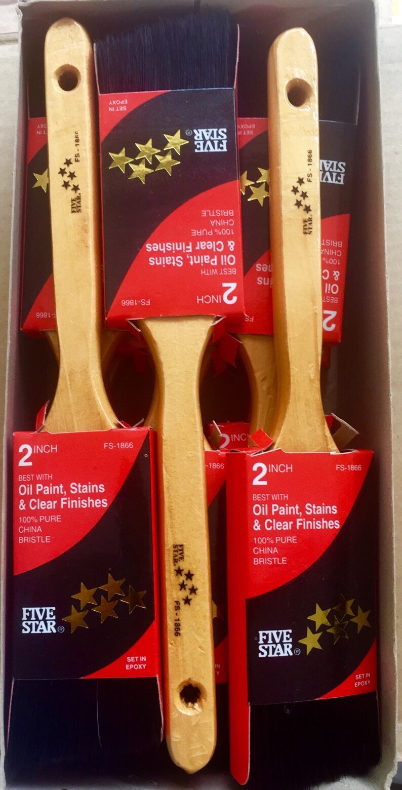 PAINT BRUSHES 2” ANGLED 12 PACK 100% (BLACK CHINA) BRISTLE ALL (PAINTS & STAINS)