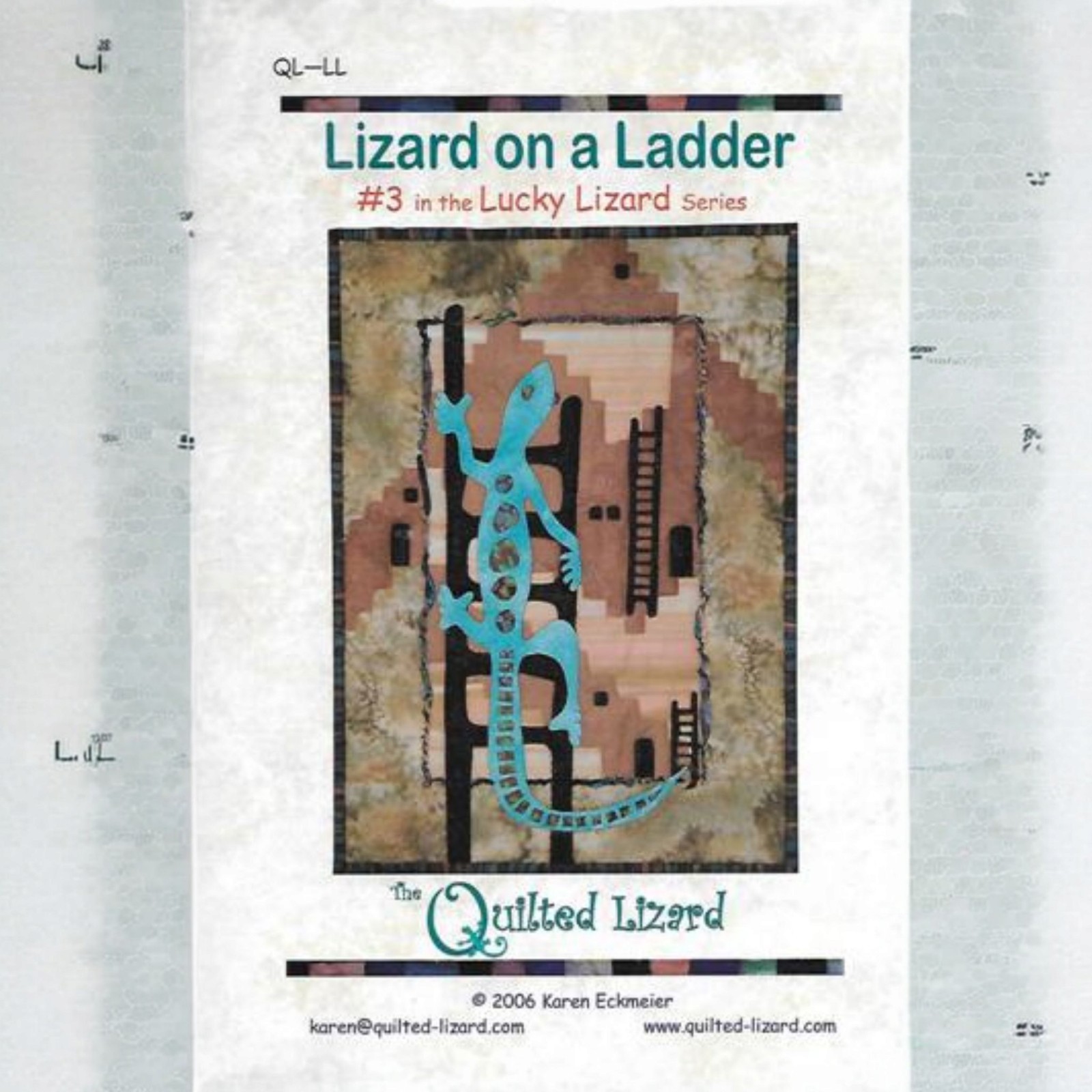 Lizard On A Ladder Quilt Wallhanging Pattern Quilted Lizard 15" By 21"