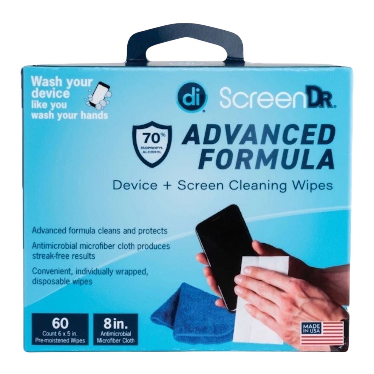 Digital Innovations ScreenDr Device and Screen Cleaning Wipes 60 CT with Cloth