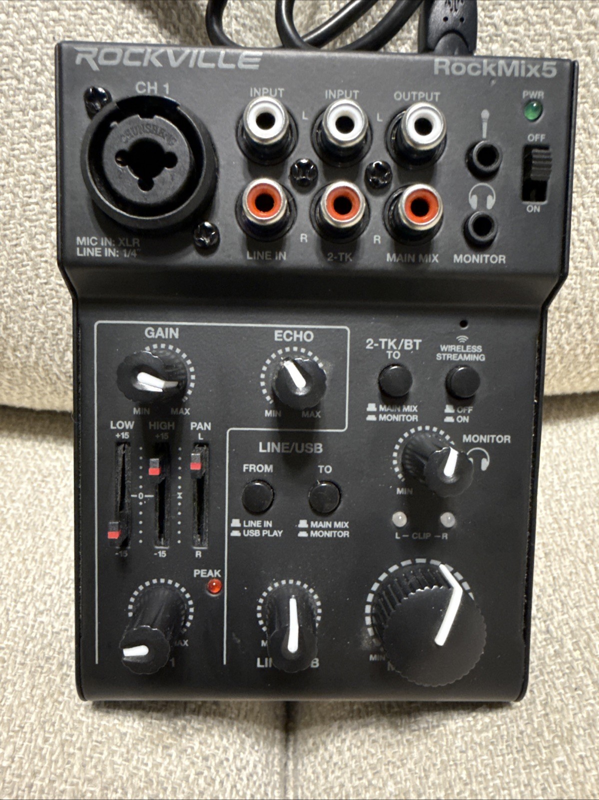 Rockville RockMix 5 5 Channel Pro Mixer w/USB Interface, Bluetooth, Echo, EQ