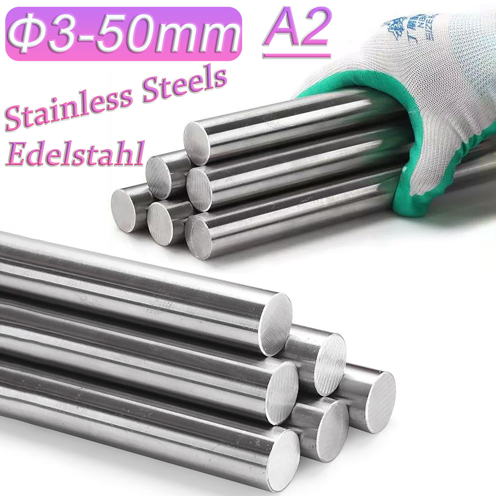 304 A2 Stainless Steel Round Bar Rod 3mm 4mm 5mm 6mm 8mm 10mm To 50mm 1/4" - 2"