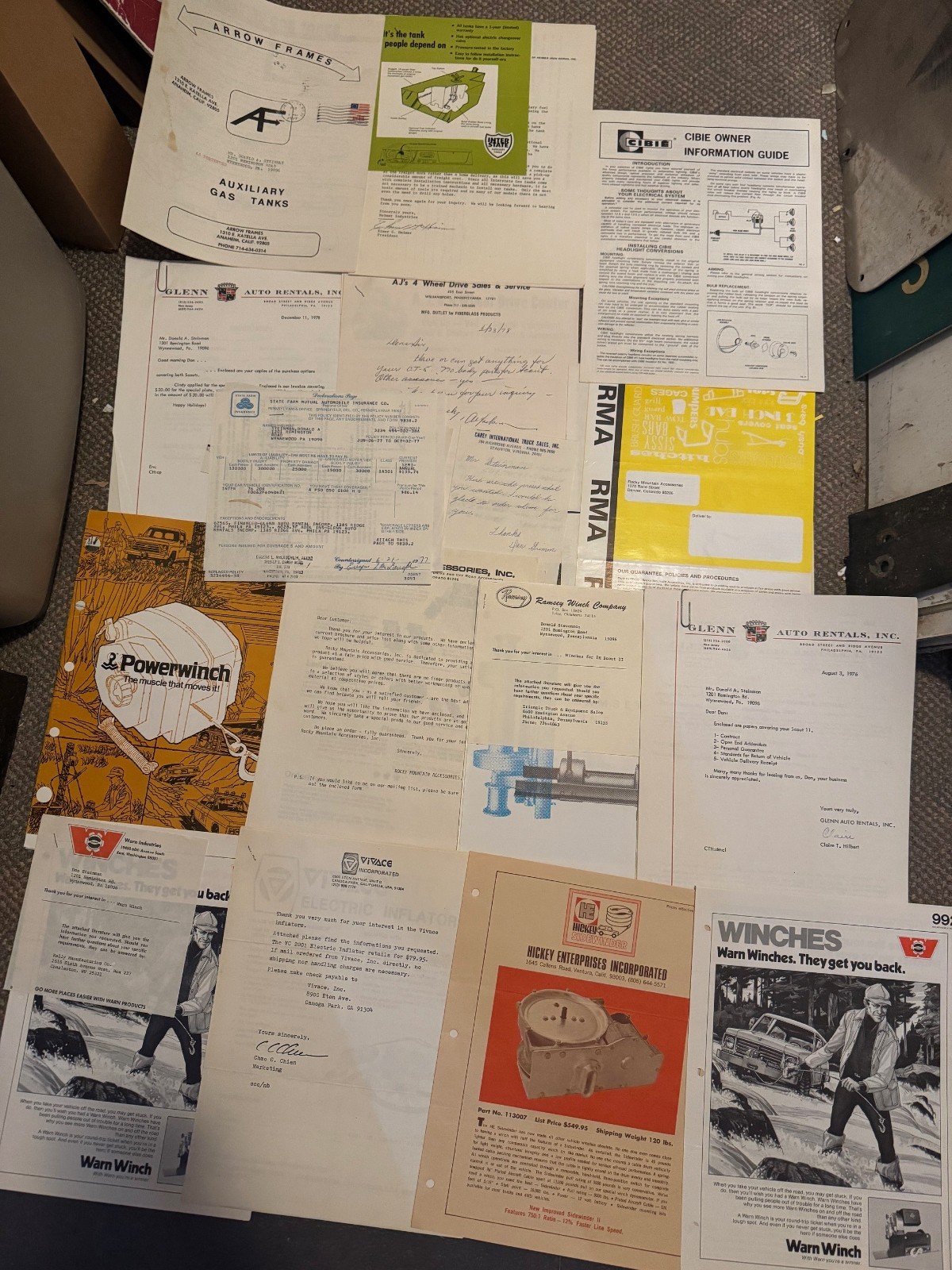 H18 - NICE LOT OF 1970's LETTERS AND LETTERHEADS FROM OFF ROAD ACCESSORY