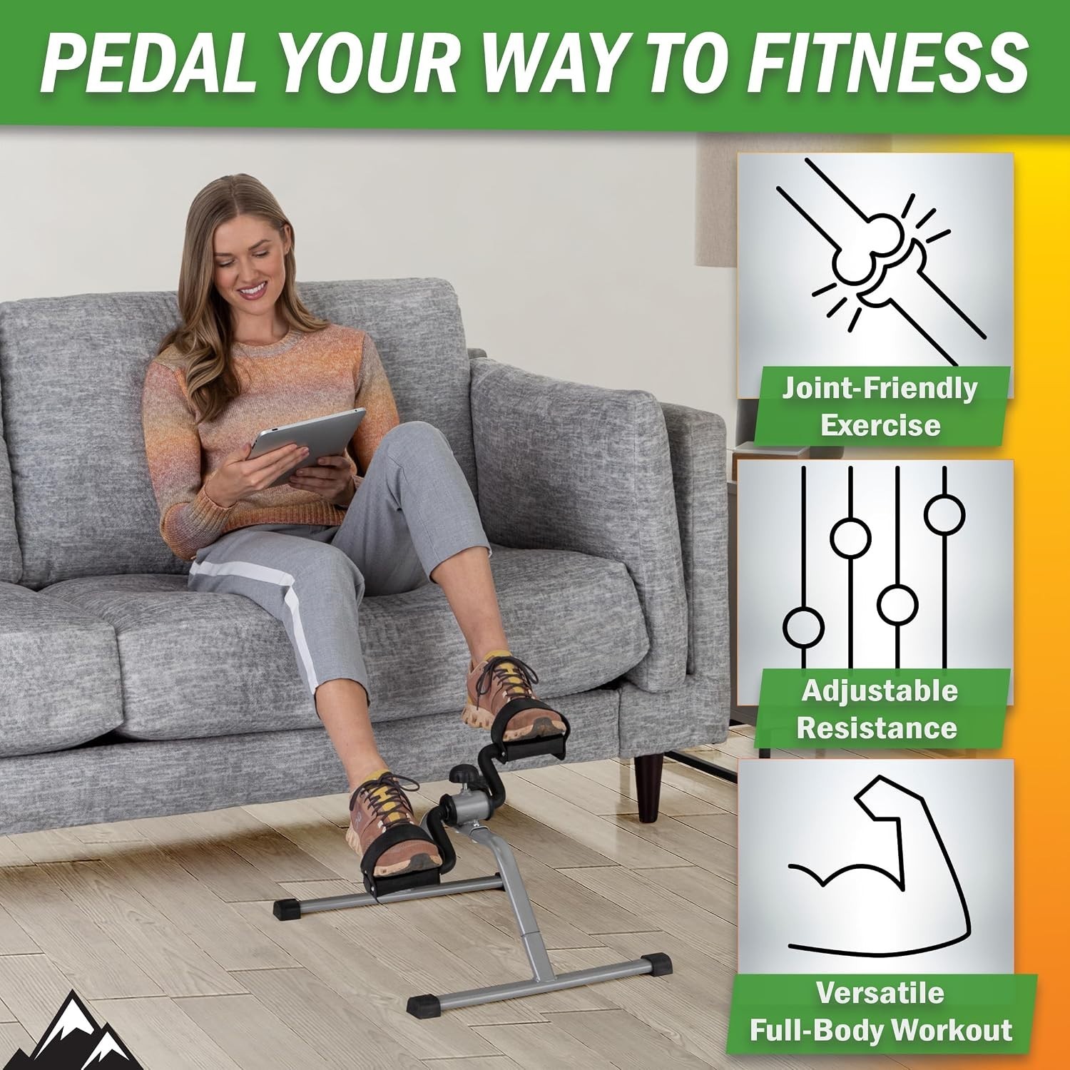 Mini Under Desk Exercise Bike - Compact, Adjustable Resistance & Calorie Tracker