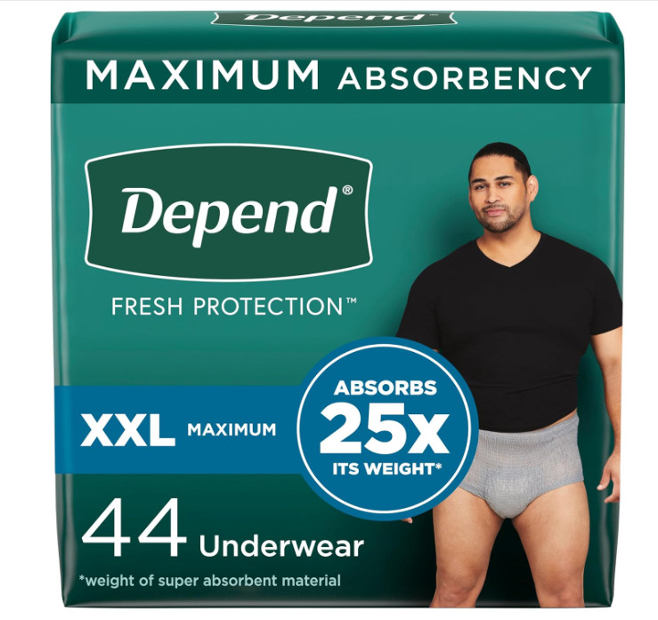 Depend Fresh Protection Adult Incontinence Underwear for Men XXL, 44ct
