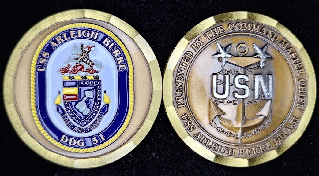 DDG-51 USS ARLEIGH BURKE CMC - Command Master Chief - Navy Challenge Coin