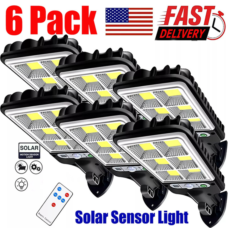6PCS Outdoor Solar Wall Light LED Motion Sensor Bright Flood Street Lamp 3 Modes