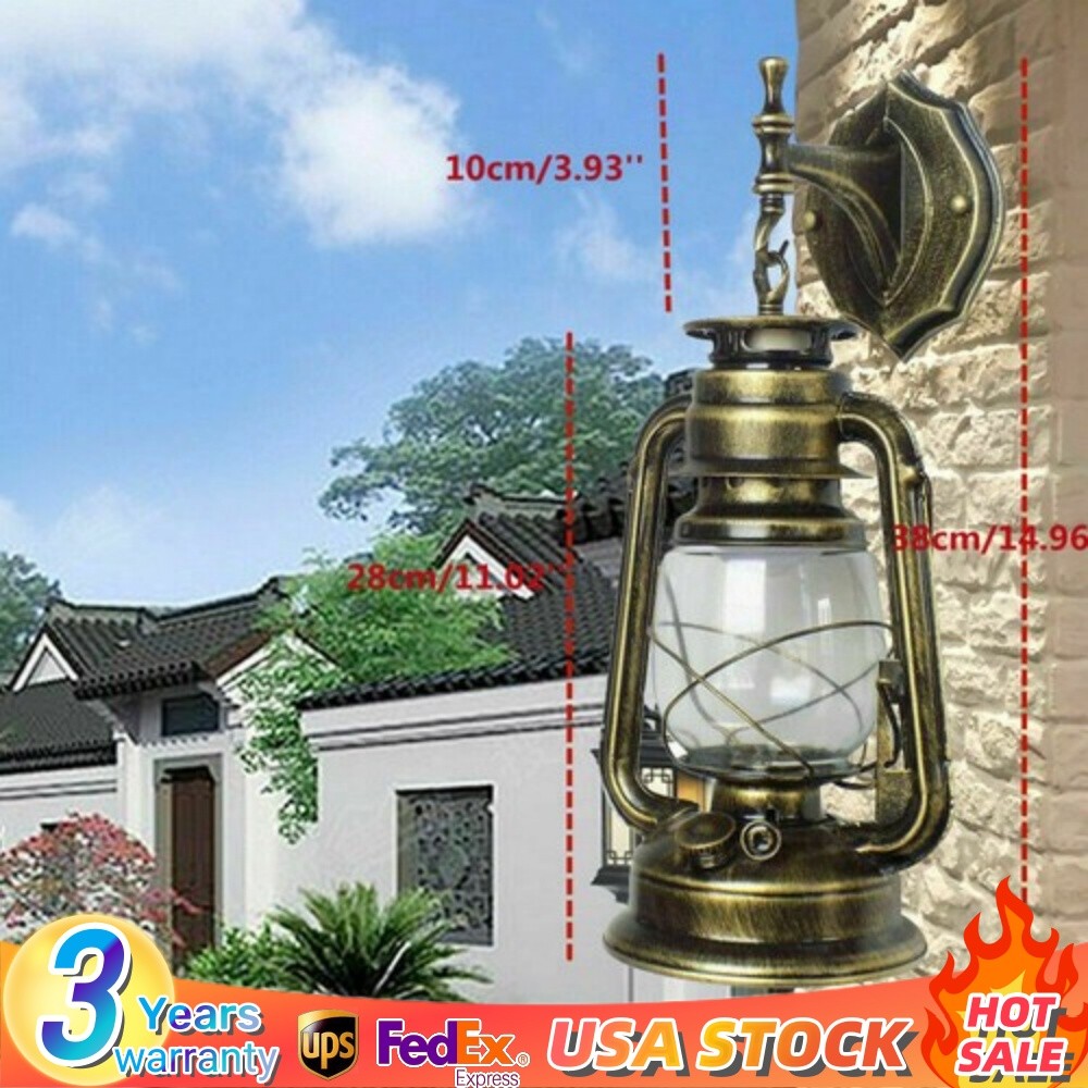 Outdoor Retro Rustic Exterior Wall Light Fixture Lantern Sconce Porch Light