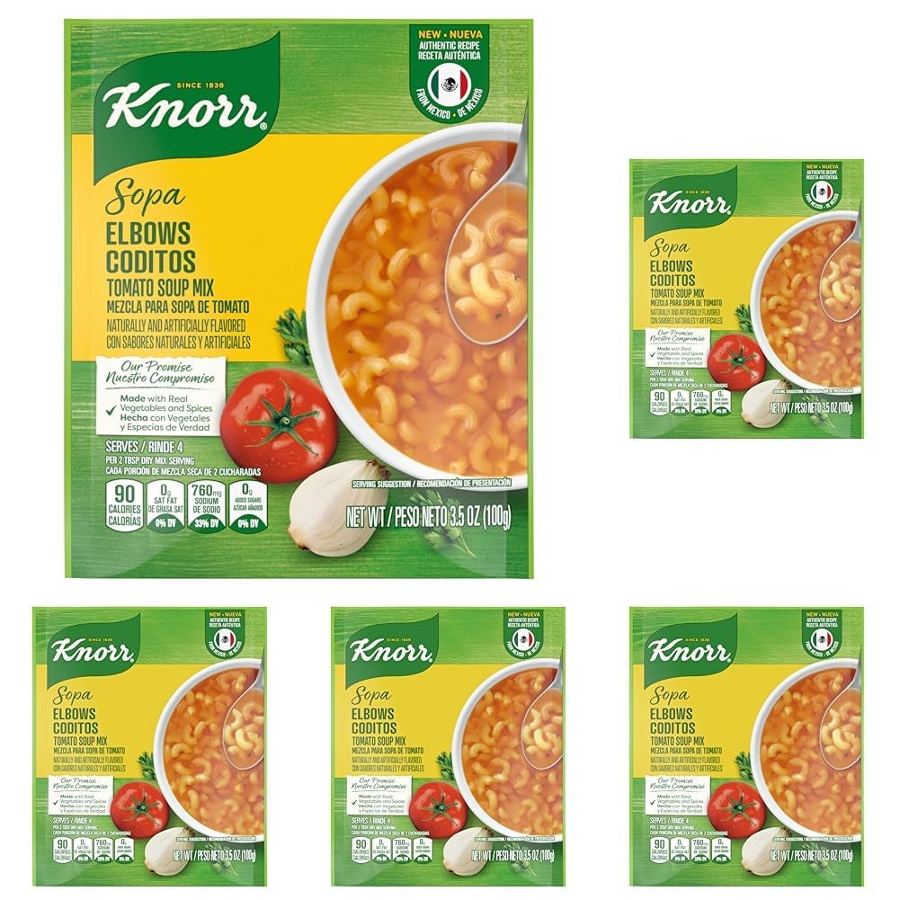 Knorr Sopa/Pasta Soup Mix Tomato Based Elbow 3.5 Ounce (Pack of 5), White