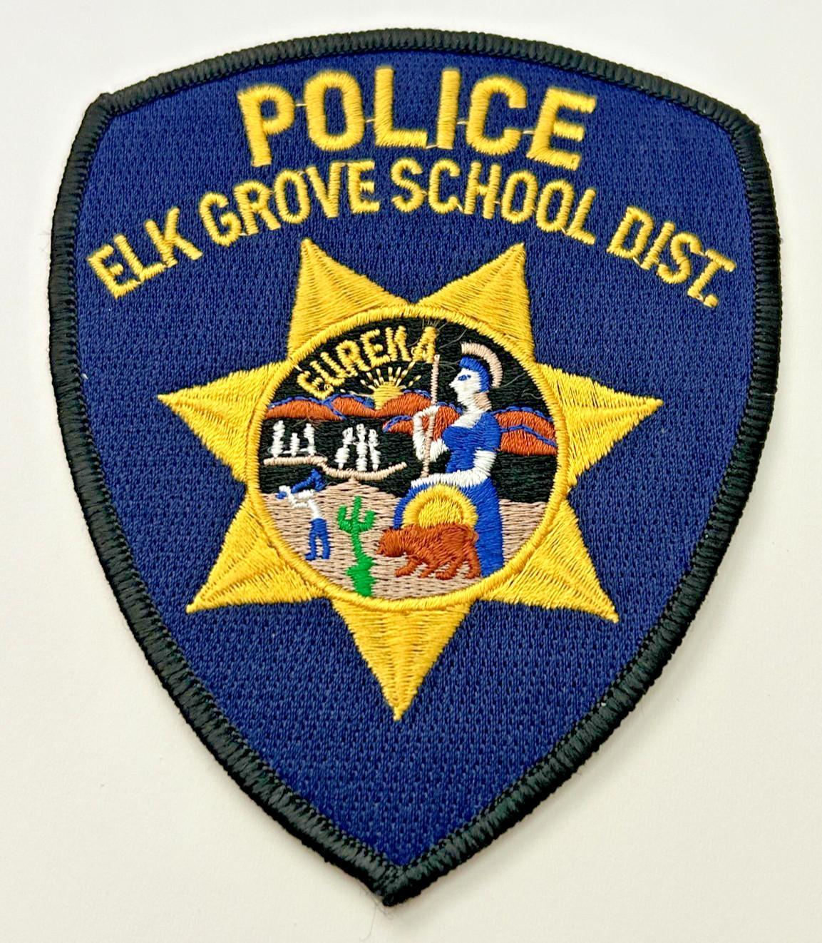Elk Grove School DIstrict California Police Blue Background Patch Unused
