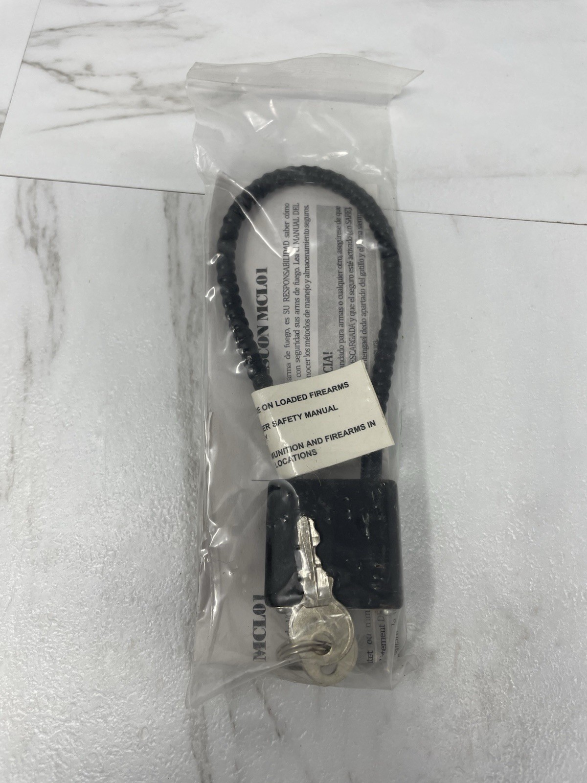 Mascon MCL01-P Black Cable Gun Lock W/ Instructions & 2 Keys NEW
