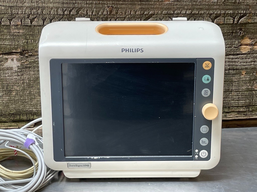 Philips SureSigns VM8 Bedside Monitor w NIBP, ECG Cable, SpO2 Sensor & More
